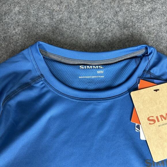 Simms Challenger Solar Shirt Mens Medium Blue Carbon Fishing Tee Outdoors - Picture 3 of 9